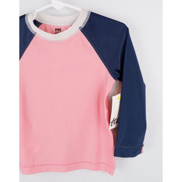 NEW Tea Collection Pink & Blue Blocked Color Swim Rashguard, size 2 - Picture 3 of 6